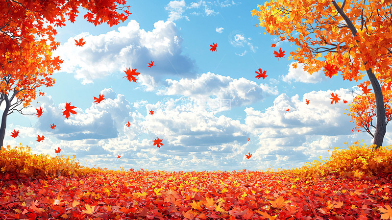 高清大图下载【趣麦麦图】落叶飞舞的秋日美景