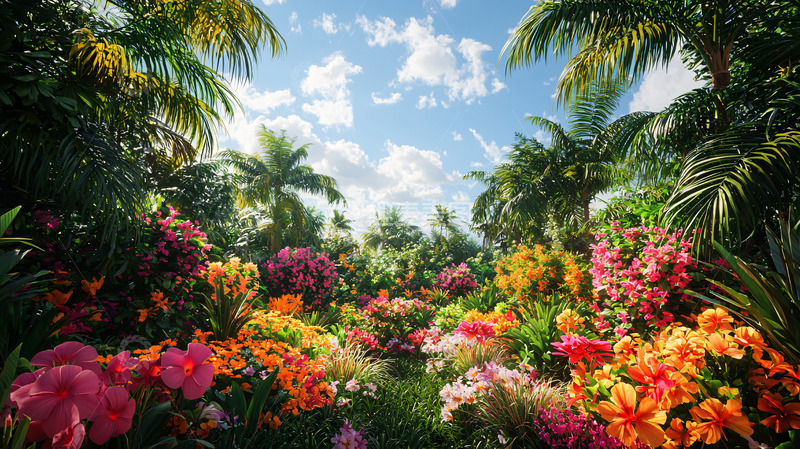 高清大图下载【趣麦麦图】热带花园鲜花盛开