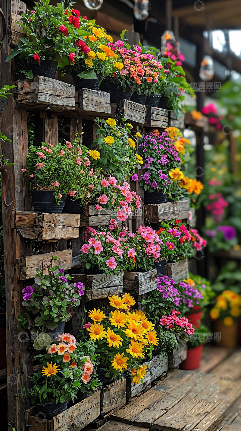高清大图下载【趣麦麦图】花团锦簇的盆栽墙