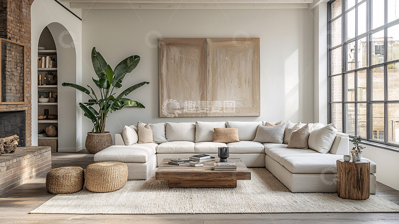 高清大图下载【趣麦麦图】浅色系现代客厅