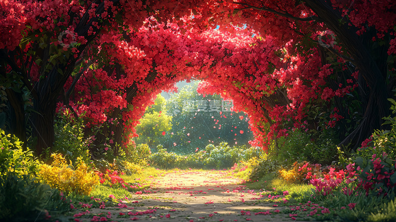 高清大图下载【趣麦麦图】鲜花拱门小路