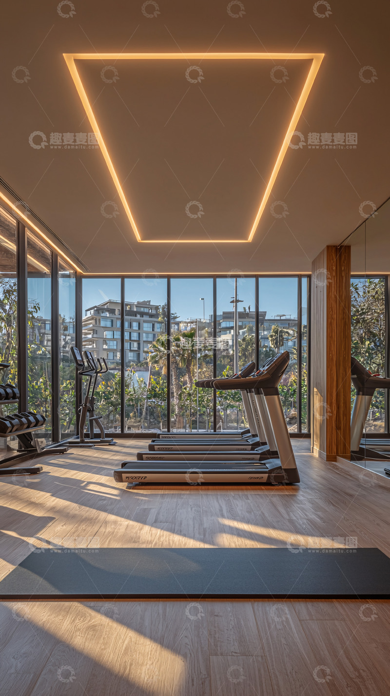 高清大图下载【趣麦麦图】健身房明亮宽敞阳光充足