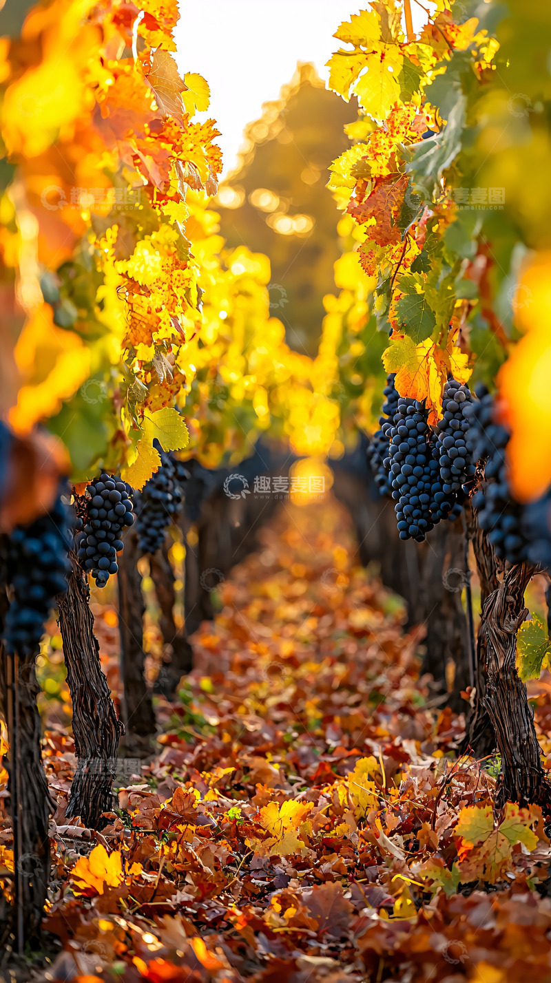 高清大图下载【趣麦麦图】秋日阳光下的葡萄园