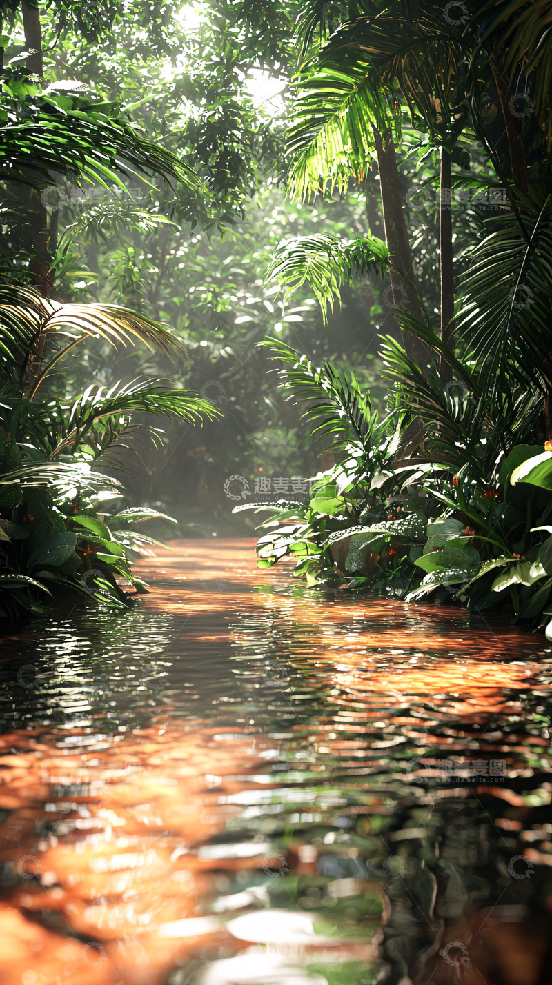 高清大图下载【趣麦麦图】热带雨林水面景色