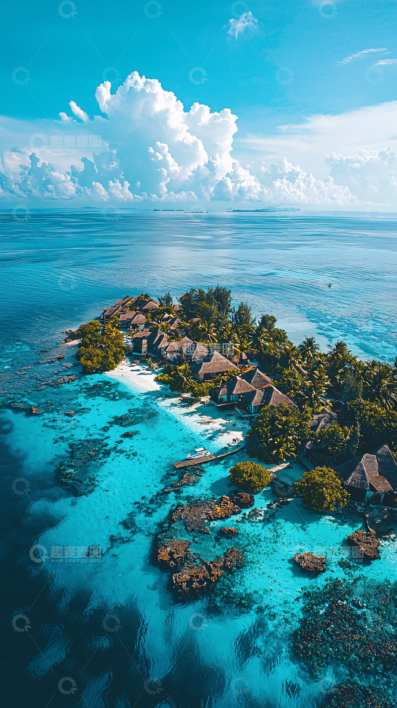 高清大图下载【趣麦麦图】热带岛屿的鸟瞰图