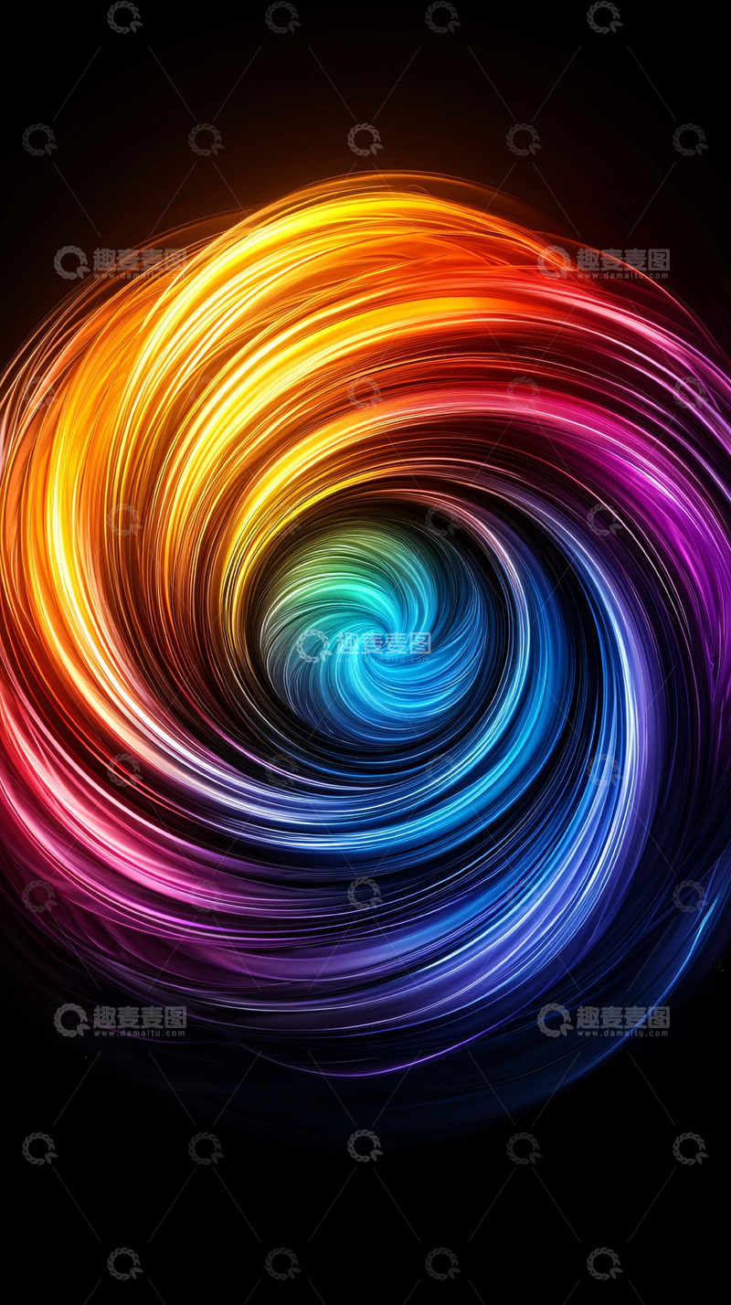 高清大图下载【趣麦麦图】彩色光线形成的漩涡