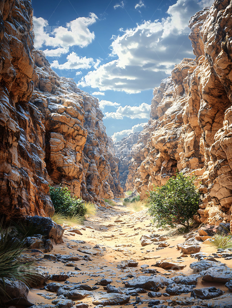 高清大图下载【趣麦麦图】阳光照耀下的峡谷景色