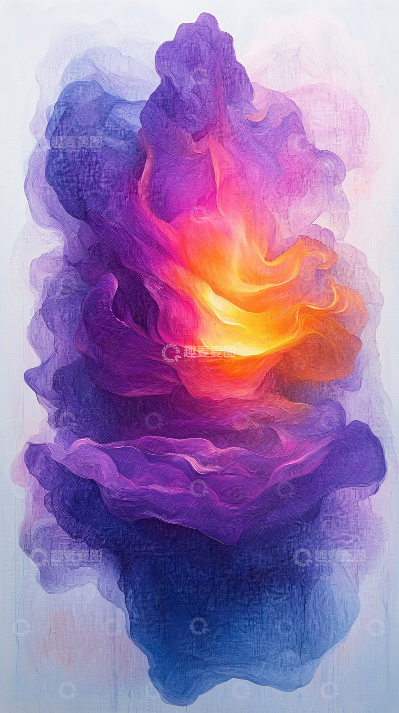 高清大图下载【趣麦麦图】紫橙色水彩烟雾效果