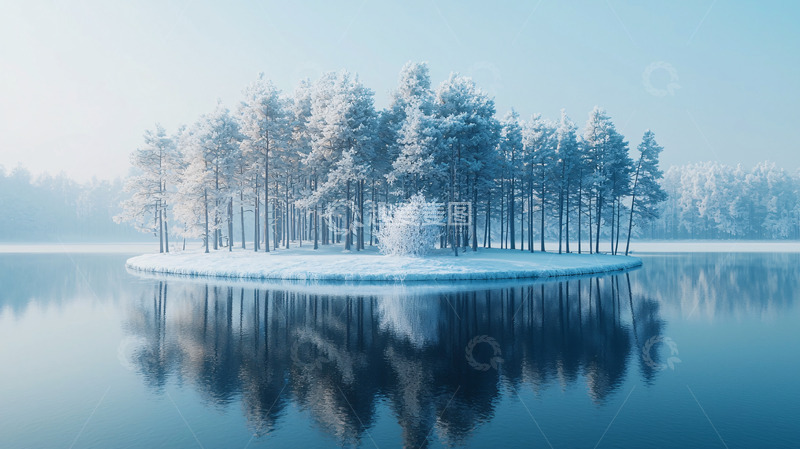 高清大图下载【趣麦麦图】冰雪覆盖的小岛