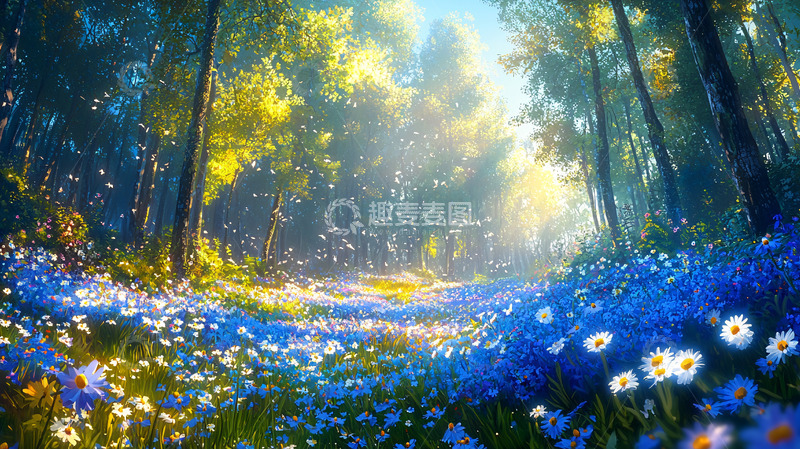 高清大图下载【趣麦麦图】蓝花盛开高清图片