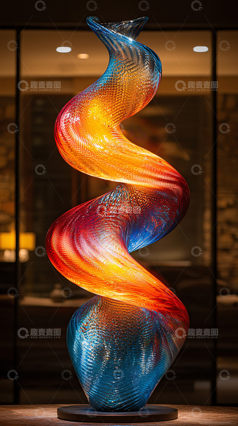 高清大图下载【趣麦麦图】彩色螺旋玻璃艺术品