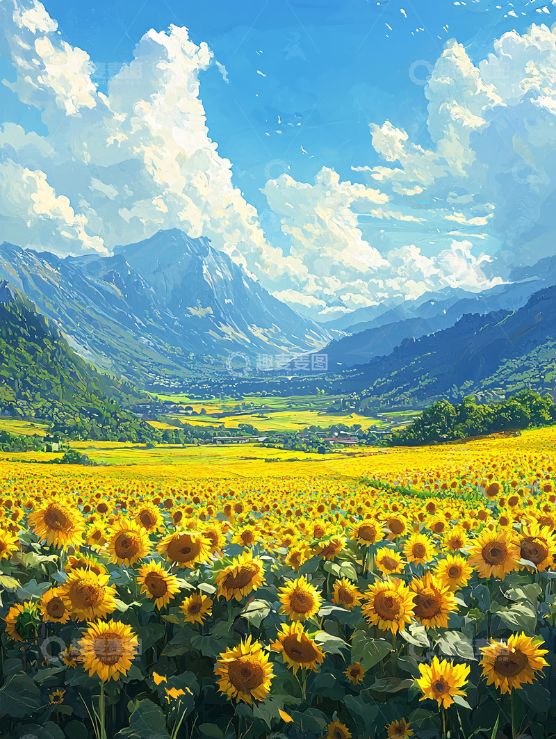 高清大图下载【趣麦麦图】向日葵花田高清图片