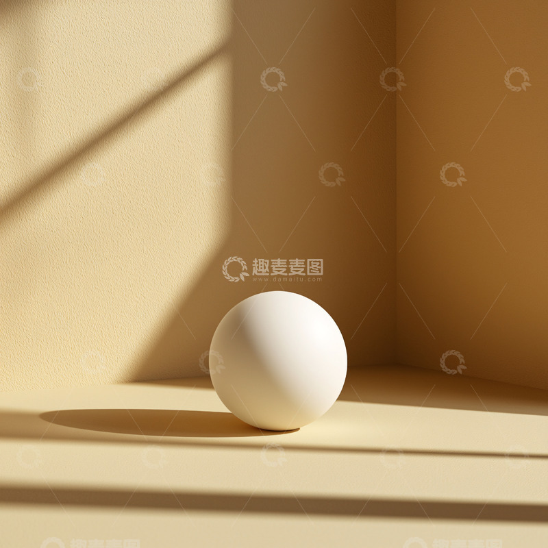 高清大图下载【趣麦麦图】极简米色背景下的白色球体