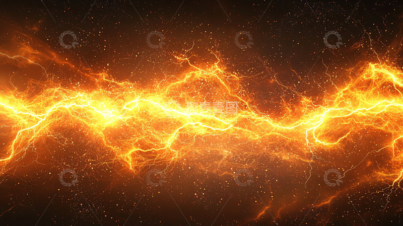 高清大图下载【趣麦麦图】橙色闪电穿梭在夜空中