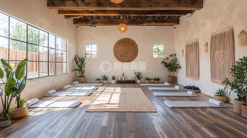 高清大图下载【趣麦麦图】室内瑜伽馆温馨氛围