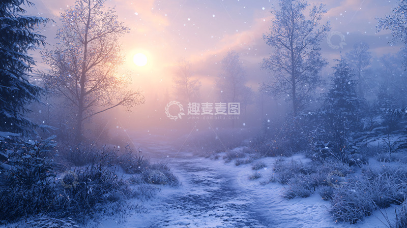 高清大图下载【趣麦麦图】雪后清晨的森林