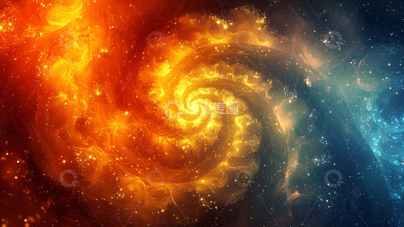 高清大图下载【趣麦麦图】火焰与冰交织的星云漩涡