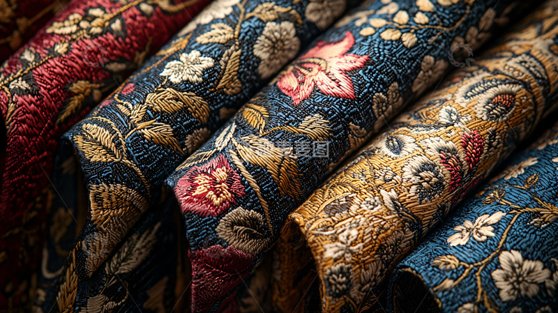 高清大图下载【趣麦麦图】复古花纹面料特写