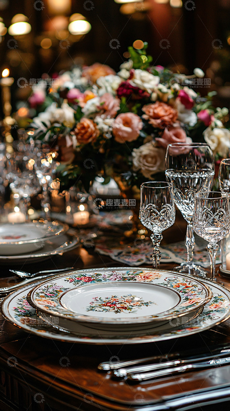 高清大图下载【趣麦麦图】精致餐桌花艺摆设