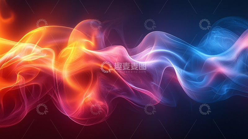 高清大图下载【趣麦麦图】红蓝交织的抽象烟雾