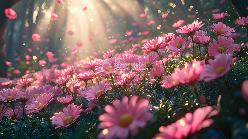 高清大图下载【趣麦麦图】粉色雏菊花田