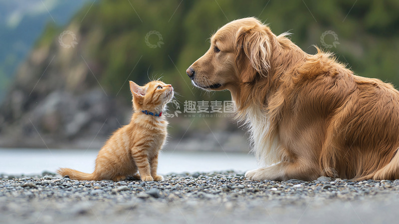 高清大图下载【趣麦麦图】猫和狗的友谊