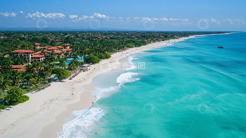 高清大图下载【趣麦麦图】热带海滩度假村鸟瞰图