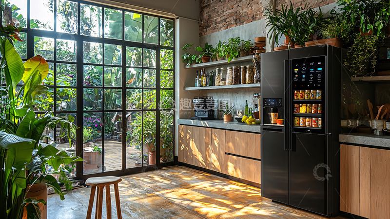 高清大图下载【趣麦麦图】自然光厨房冰箱