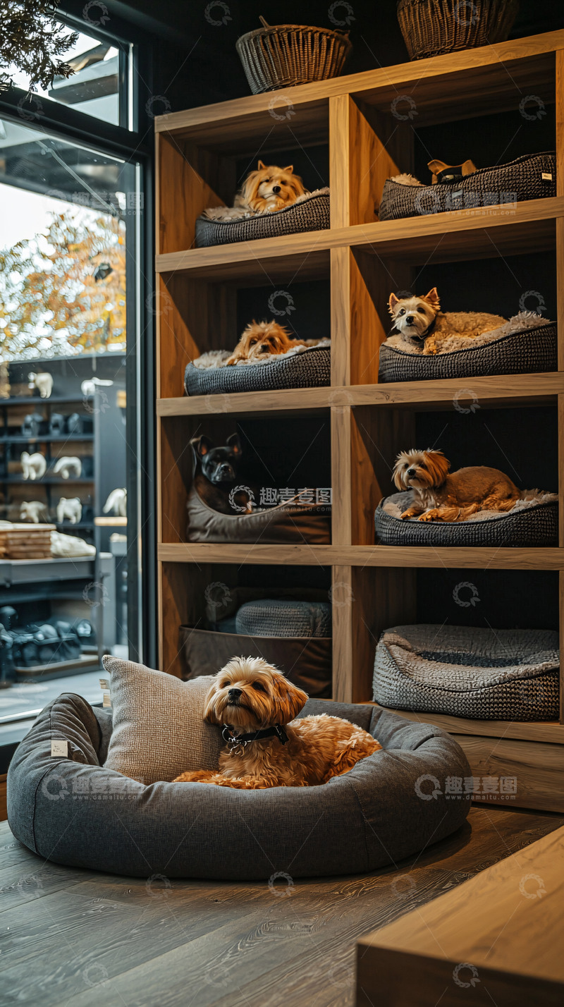 高清大图下载【趣麦麦图】狗狗们在舒适的窝里休息