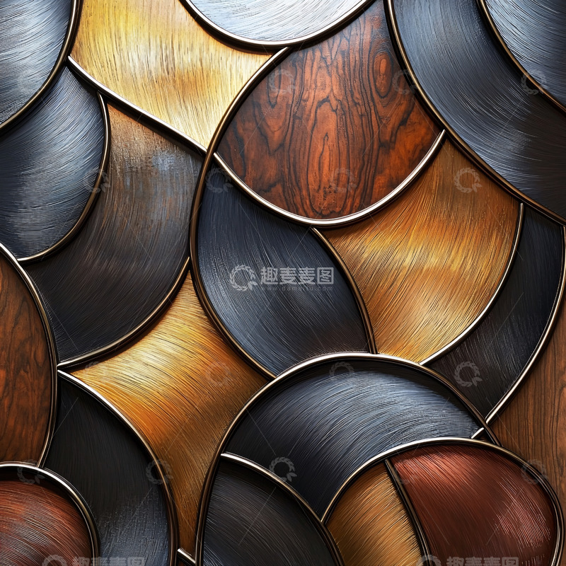 高清大图下载【趣麦麦图】金属木材交织的抽象图案