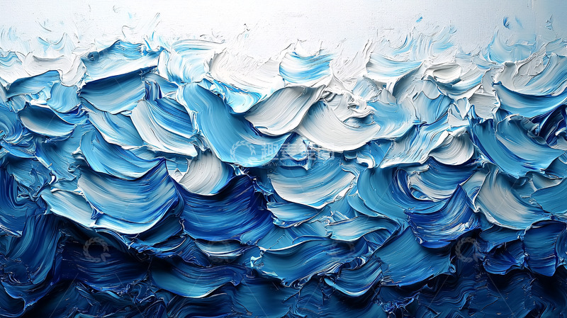 高清大图下载【趣麦麦图】蓝色油画颜料肌理