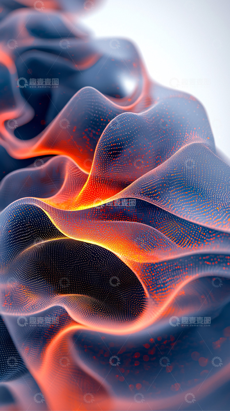 高清大图下载【趣麦麦图】抽象波浪橙蓝光
