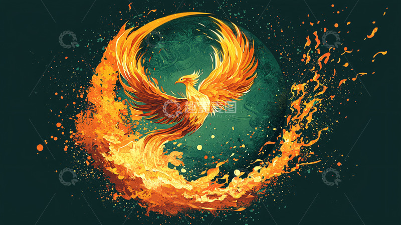 高清大图下载【趣麦麦图】火焰凤凰涅槃重生