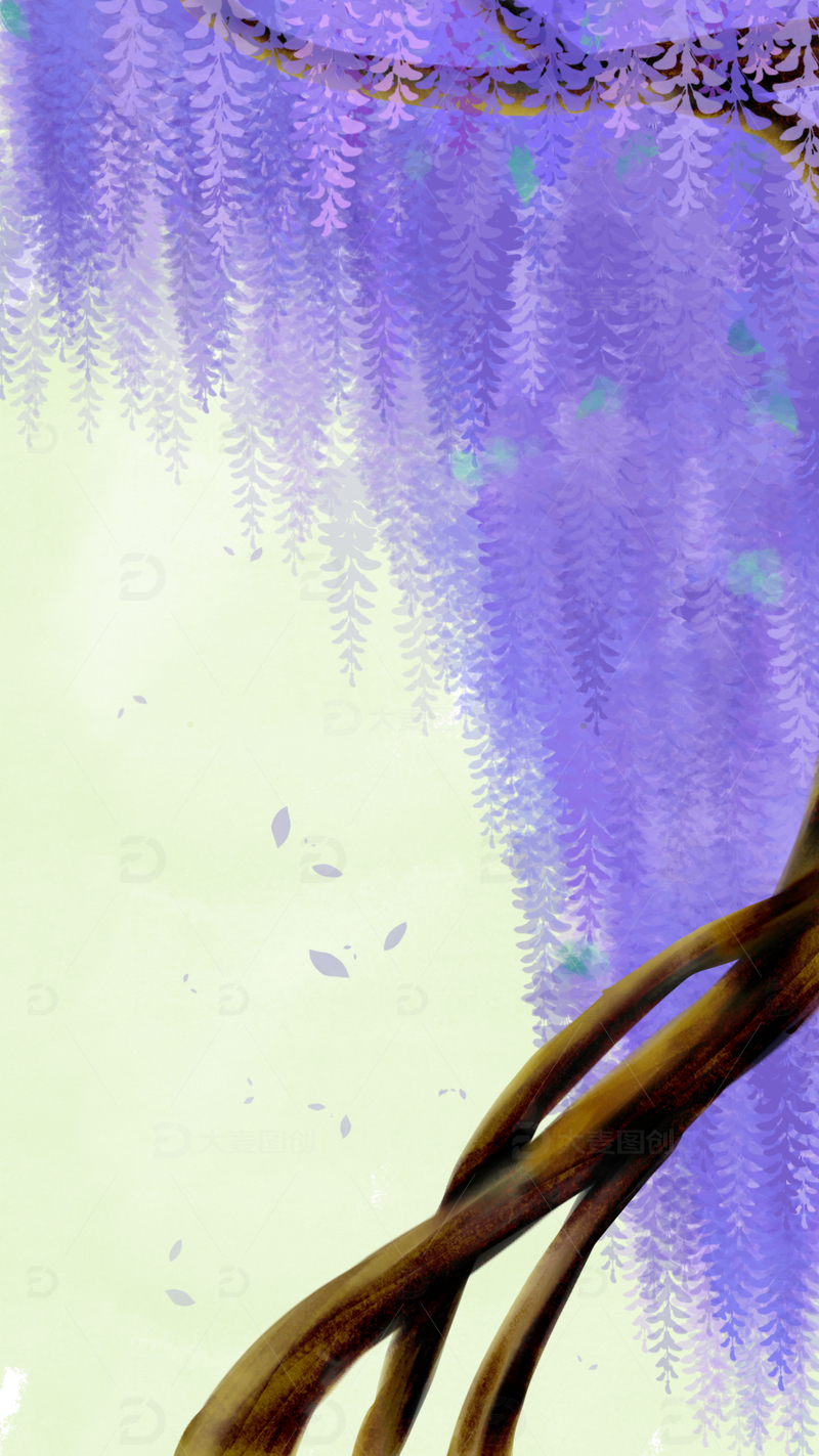 源文件下载【趣麦麦图】春天的紫藤花