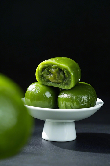 黑色背景瓷盘光滑圆润的青团2