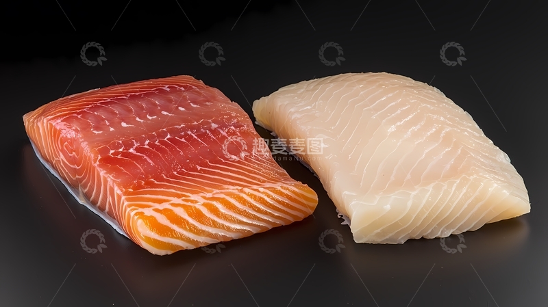 高清大图下载【趣麦麦图】两片均匀切好的生鱼片2