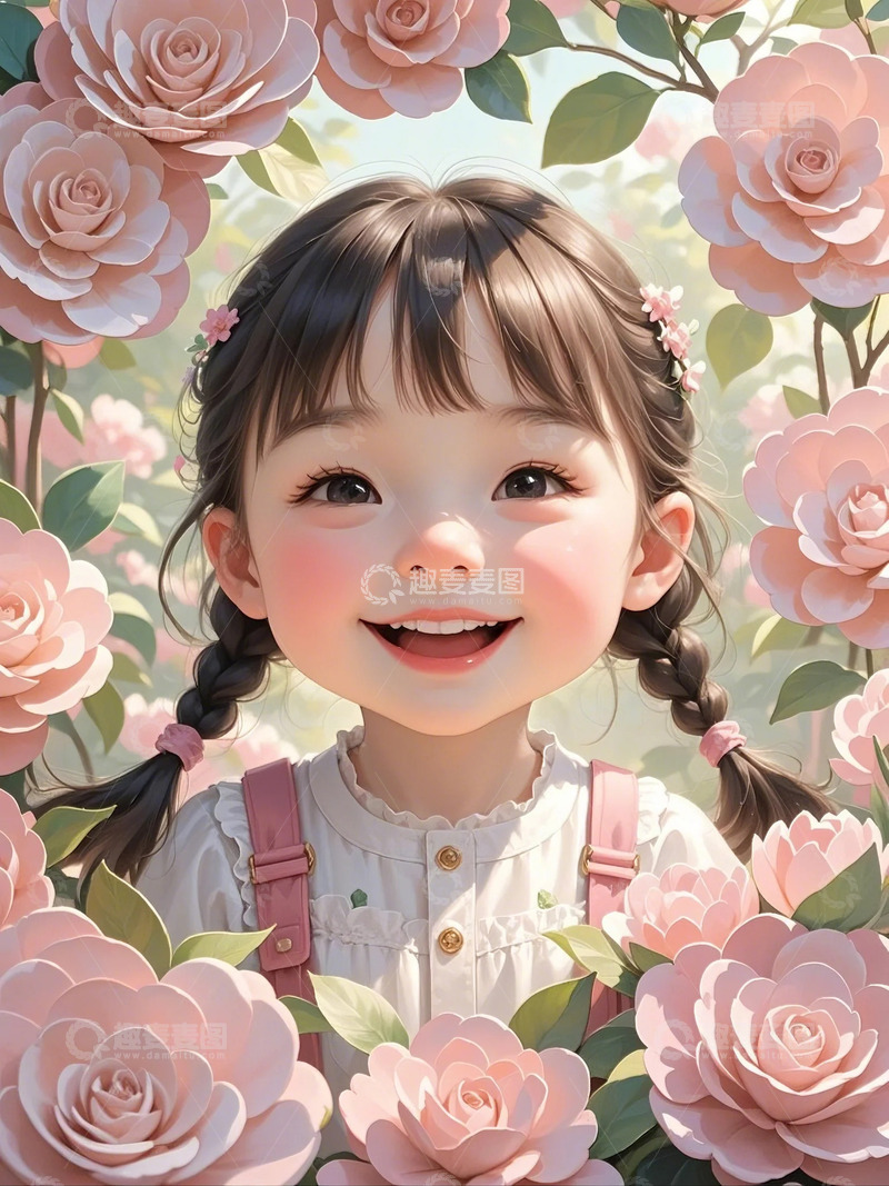 高清大图下载【趣麦麦图】扎小辫的小女孩