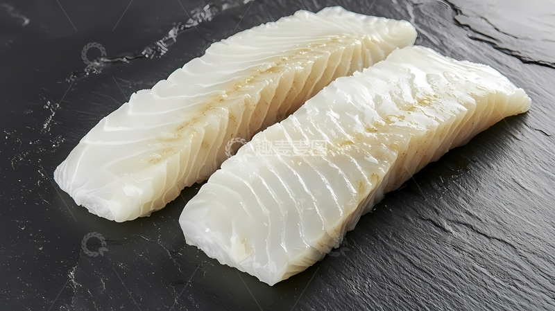 高清大图下载【趣麦麦图】两片均匀切好的生鱼片1
