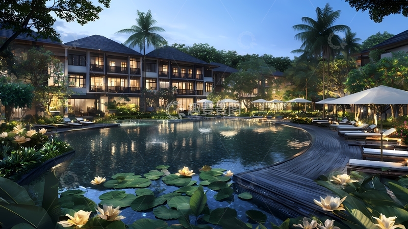 高清大图下载【趣麦麦图】豪华观景池别墅