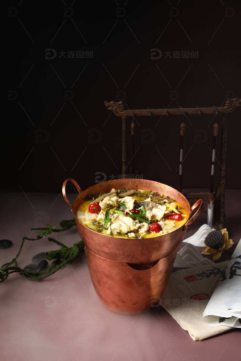 高清大图下载【趣麦麦图】金汤酸辣鱼火锅