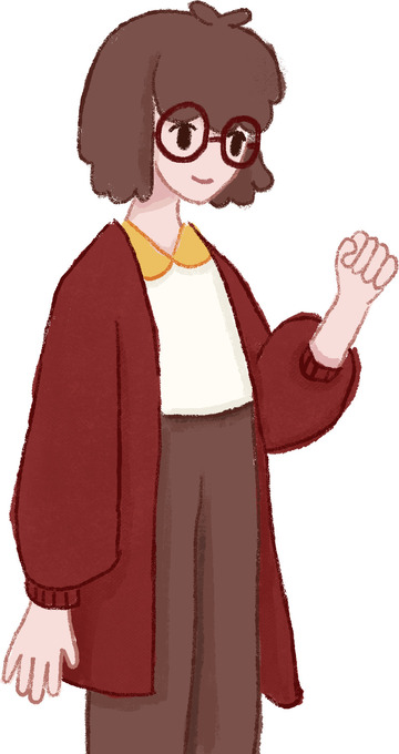 手绘扁平风格戴眼镜女大学生