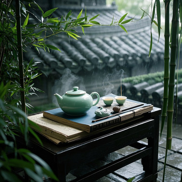 青砖庭院茶飘香