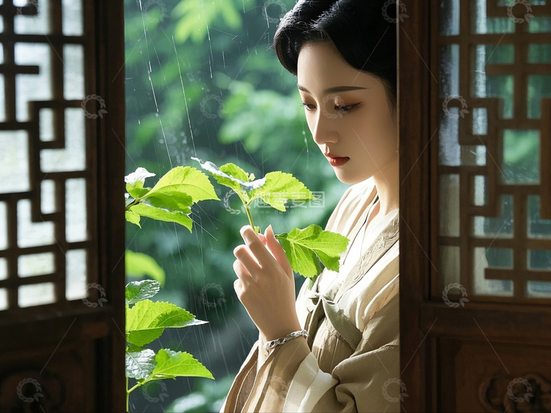 高清大图下载【趣麦麦图】美丽蚕娘倚窗而战