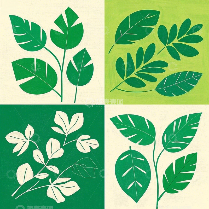 高清大图下载【趣麦麦图】简约叶子元素设计素材