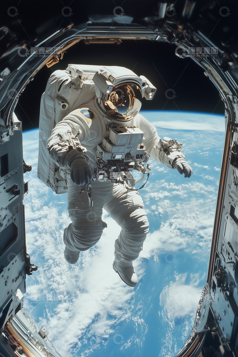 高清大图下载【趣麦麦图】舱外作业的宇航员摄影图