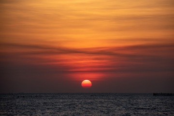 日落，太阳，海洋