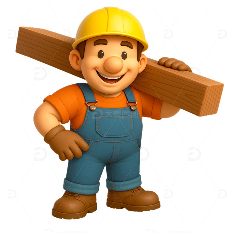 五一劳动节3D卡通工人角色