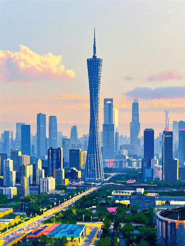 广州塔肌理感简约海报