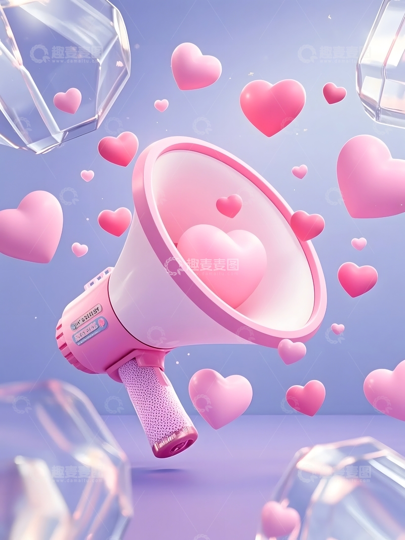 高清大图下载【趣麦麦图】卡通小清新扩音器爱心插图3