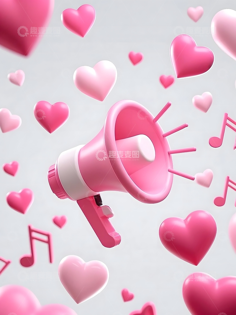 高清大图下载【趣麦麦图】卡通小清新扩音器爱心插图2